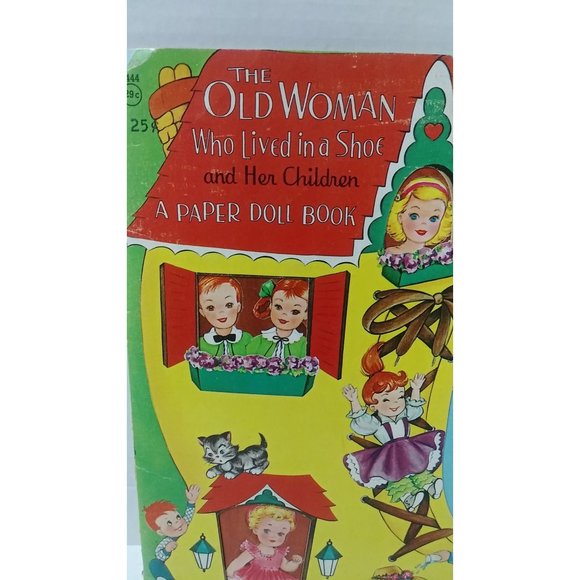 Vintage Saalfield The Old Woman Who Lived in a Shoe Uncut Paper Dolls Book - Picture 3 of 7